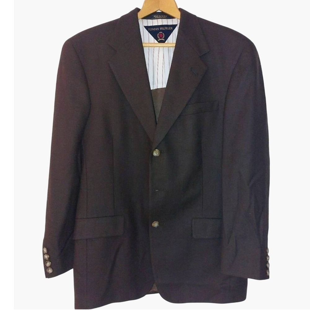 Tommy Hilfiger Men's Tweed Suit Jacket Vintage Brown EUC
